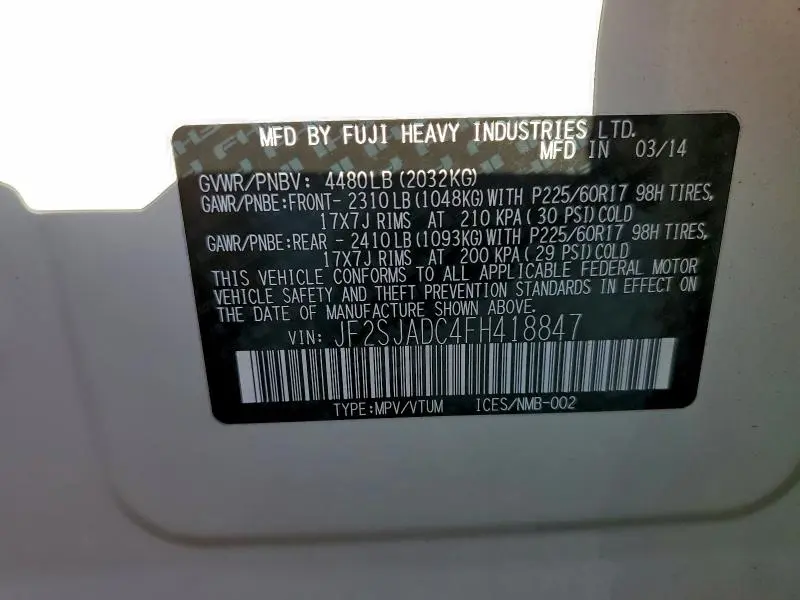 2015 SUBARU FORESTER 2.5I PREMIUM  