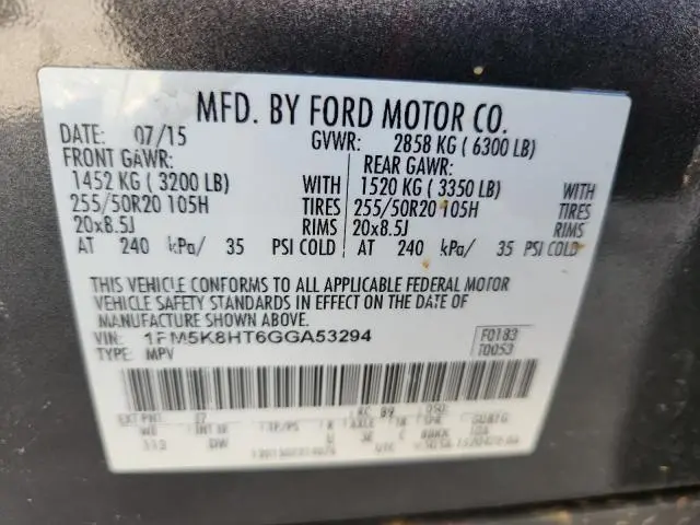 2016 FORD EXPLORER PLATINUM  