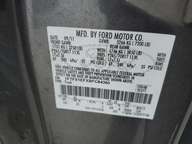 2011 FORD F150 SUPER CAB  