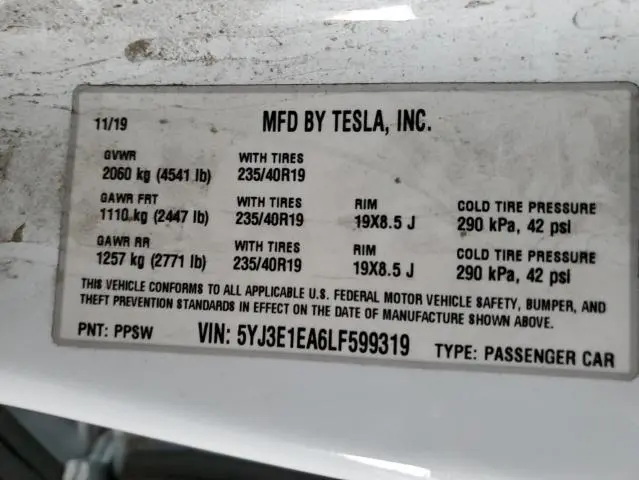 2020 TESLA MODEL 3   