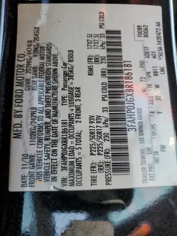 2011 FORD FUSION SEL  