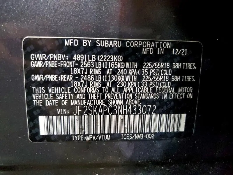 2022 SUBARU FORESTER LIMITED  