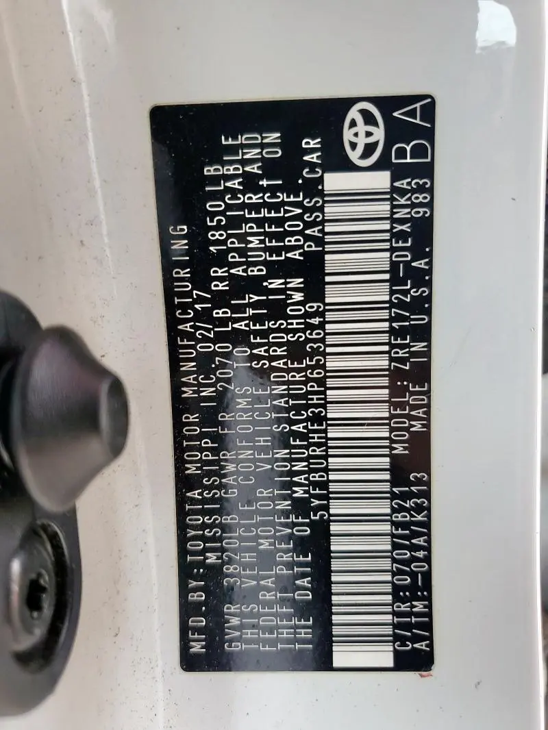 2017 TOYOTA COROLLA L  