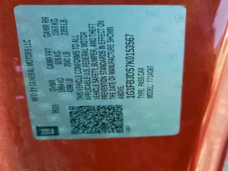 2019 CHEVROLET CAMARO LS  