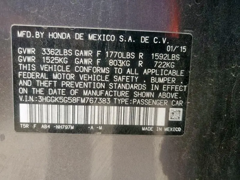 2015 HONDA FIT LX  