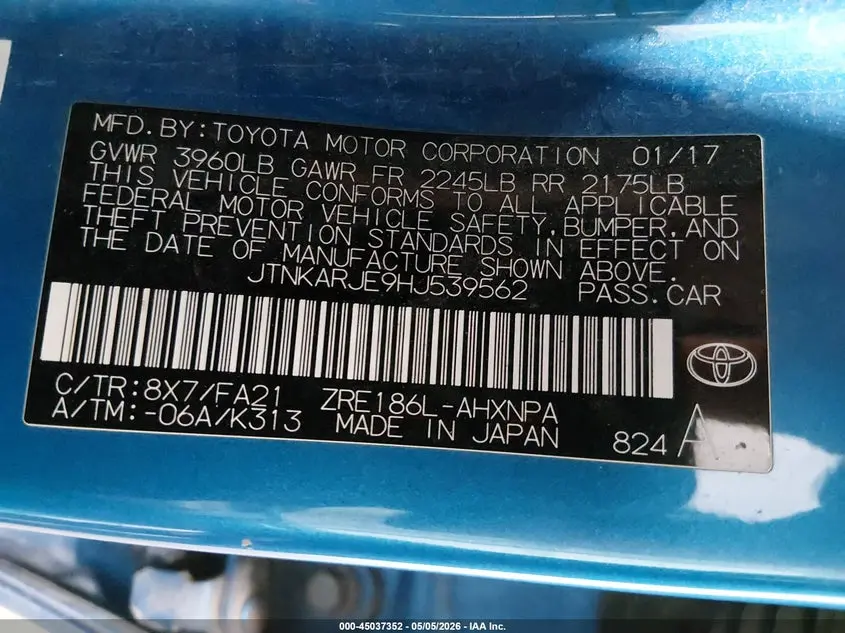 2017 TOYOTA COROLLA IM  