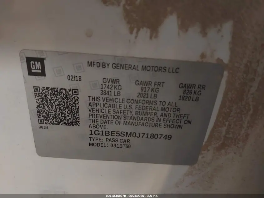 2018 CHEVROLET CRUZE LT AUTO