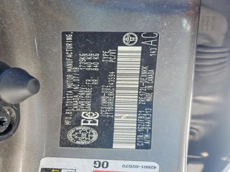 2019 TOYOTA COROLLA L  