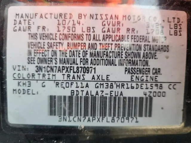 2015 NISSAN VERSA S