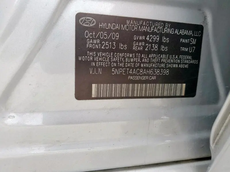 2010 HYUNDAI SONATA GLS  
