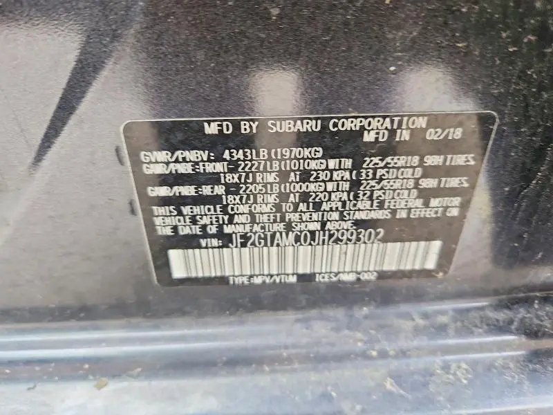 2018 SUBARU CROSSTREK LIMITED  