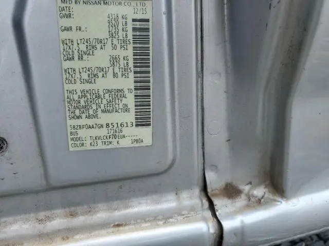 2016 NISSAN NV 3500 S  