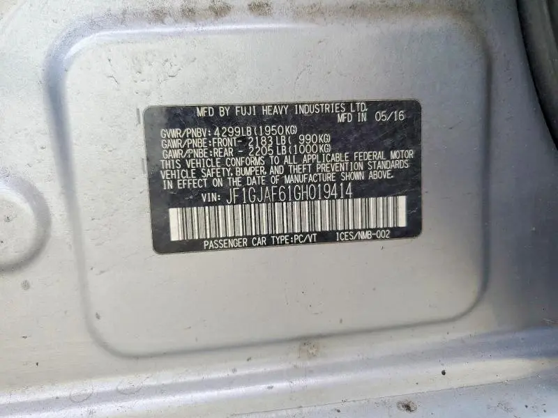 2016 SUBARU IMPREZA PREMIUM PLUS  