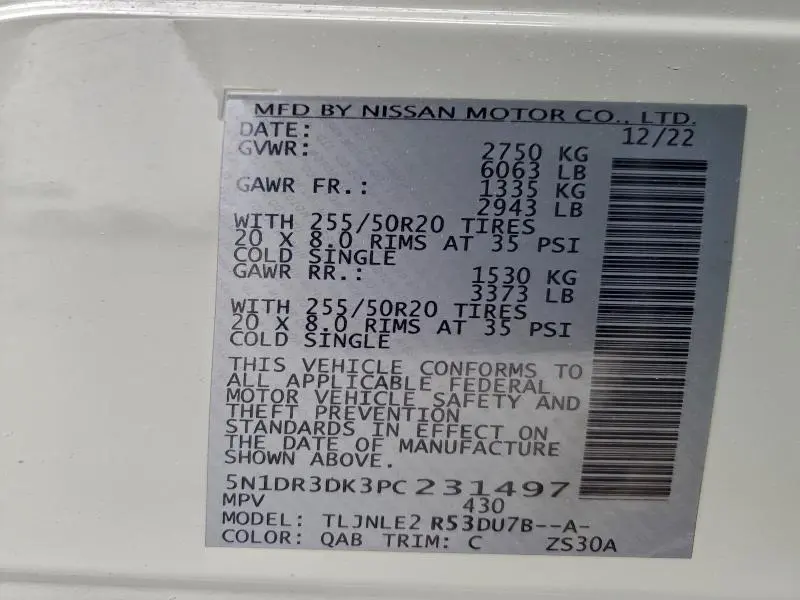 2023 NISSAN PATHFINDER PLATINUM  