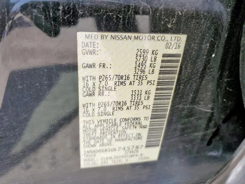 2016 NISSAN FRONTIER S  