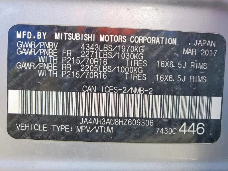 2017 MITSUBISHI RVR SE  