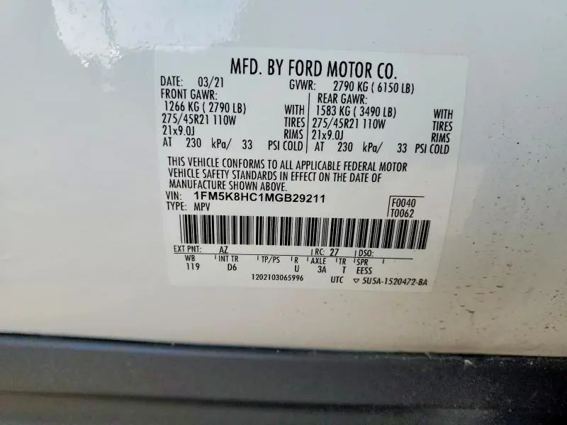 2021 FORD EXPLORER PLATINUM  