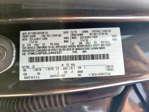 2020 FORD ESCAPE S  
