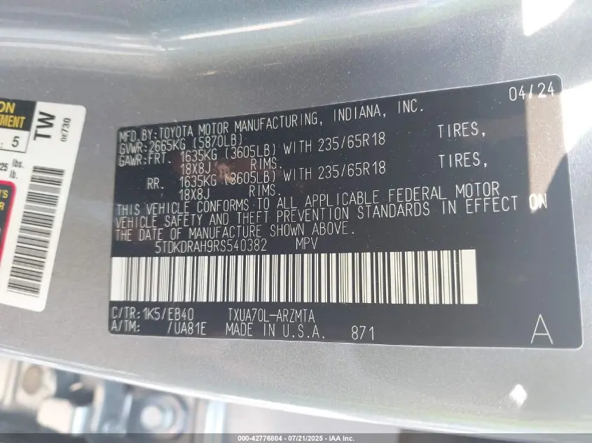 2024 TOYOTA HIGHLANDER XLE