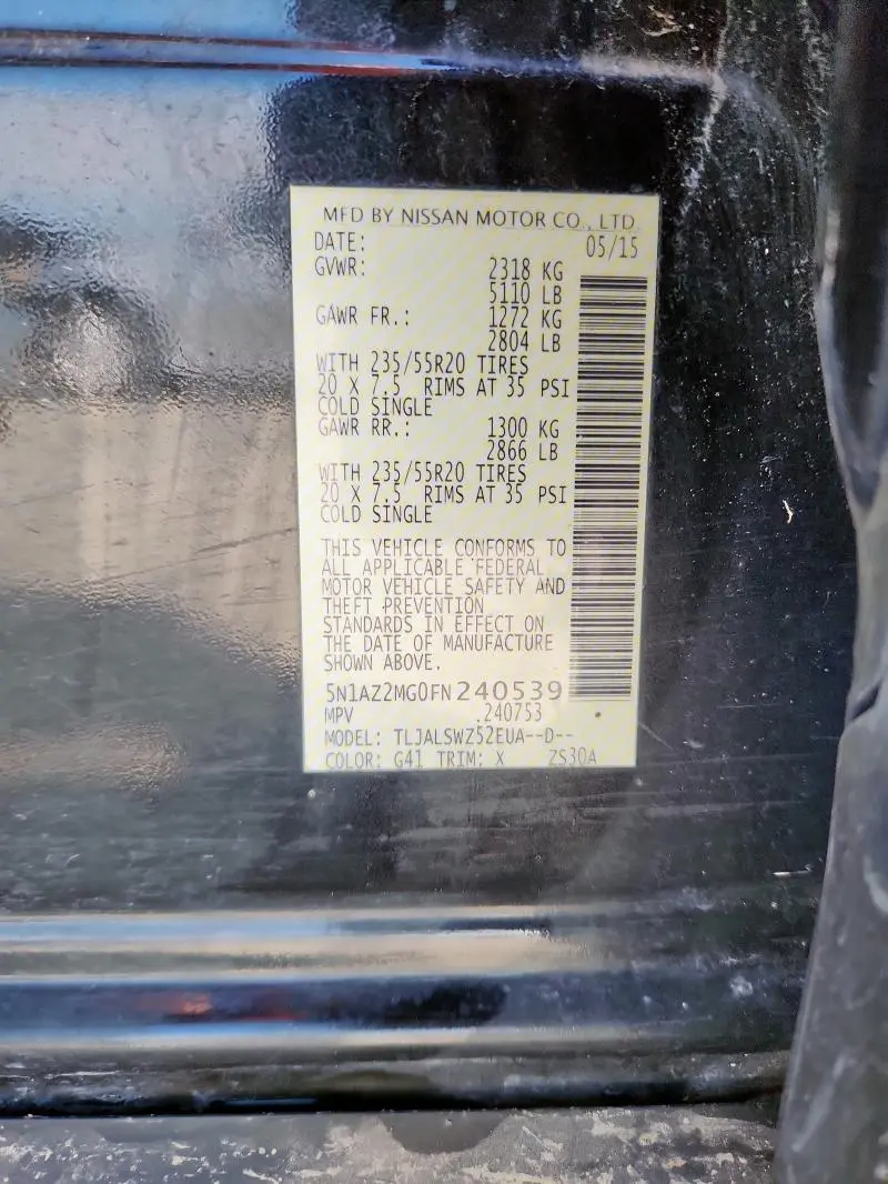 2015 NISSAN MURANO S  