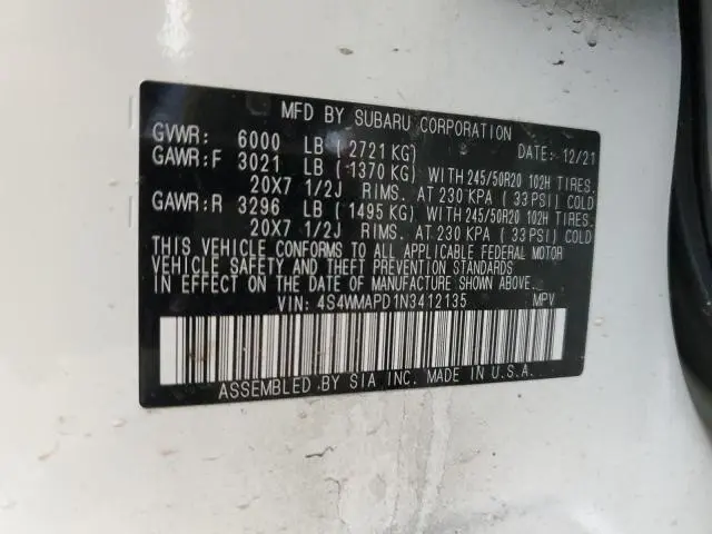 2022 SUBARU ASCENT LIMITED  