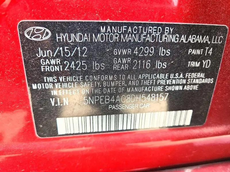 2013 HYUNDAI SONATA GLS  