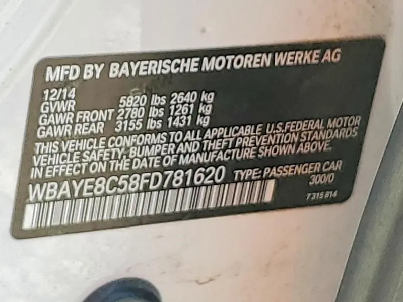 2015 BMW 750 LI  