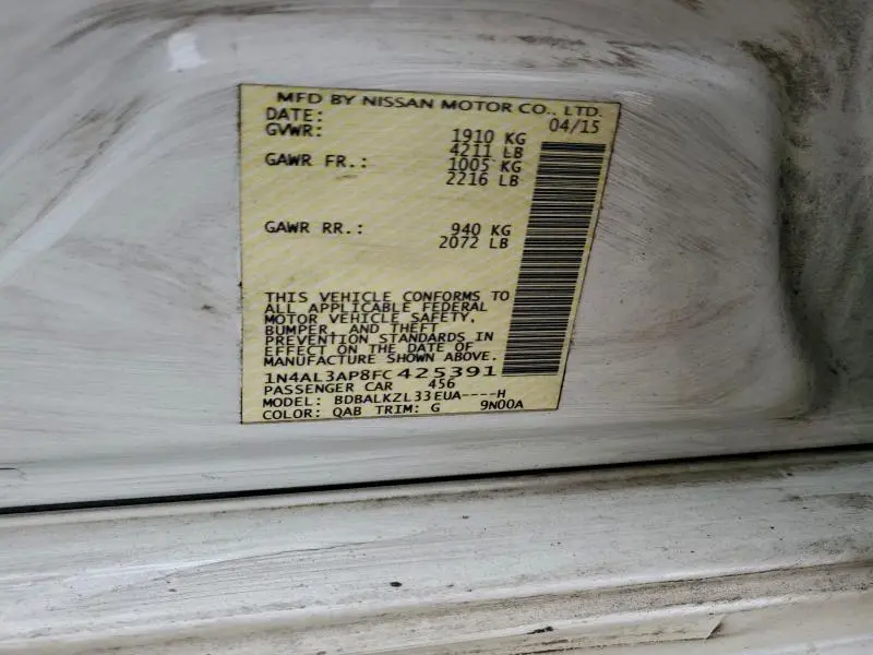 2015 NISSAN ALTIMA 2.5  