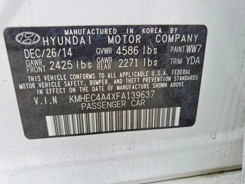 2015 HYUNDAI SONATA HYBRID  