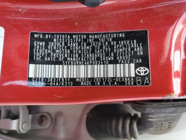 2019 TOYOTA COROLLA L  