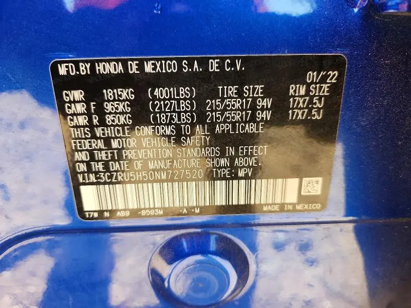2022 HONDA HR-V EX  