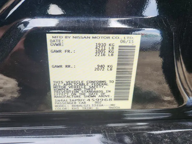 2015 NISSAN ALTIMA 2.5 S  