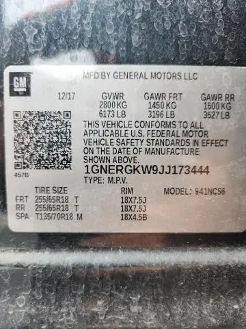 2018 CHEVROLET TRAVERSE LT  