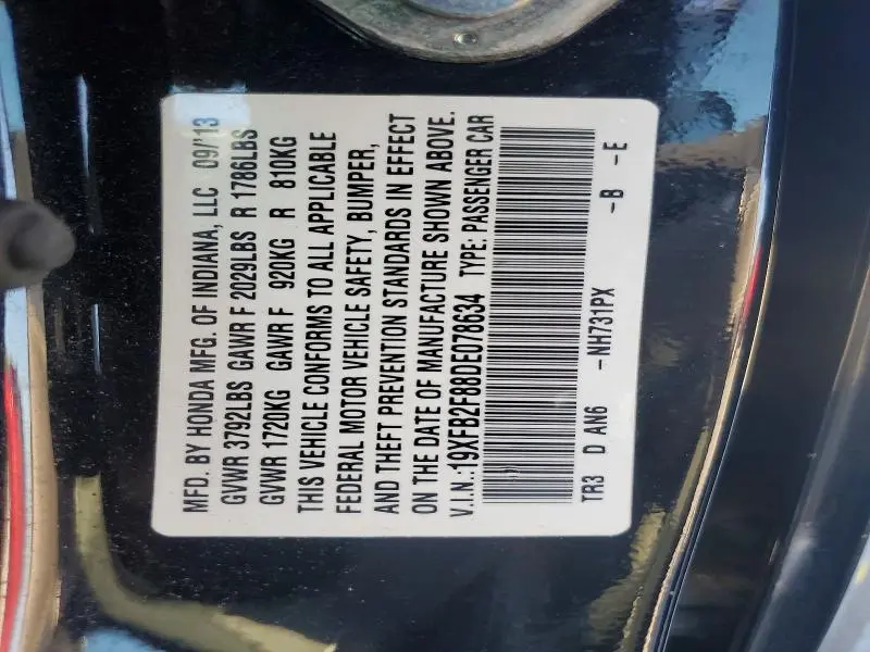 2013 HONDA CIVIC EX  