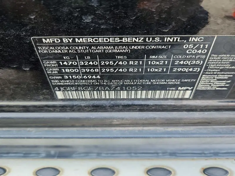 2011 MERCEDES-BENZ GL 550 4MATIC  