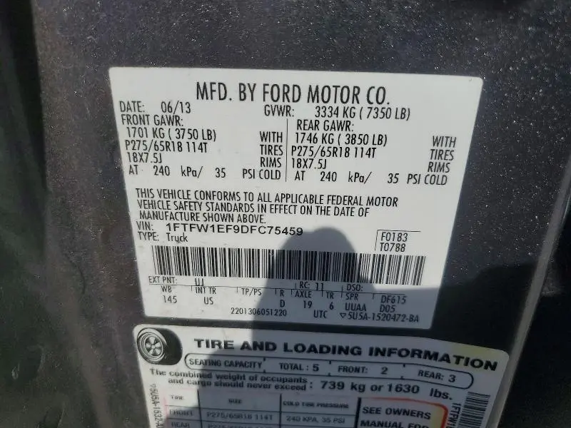 2013 FORD F150 SUPERCREW  
