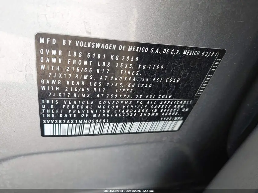 2021 VOLKSWAGEN TIGUAN 2.0T SE/2.0T SE R-LINE BLACK/2.0T SEL