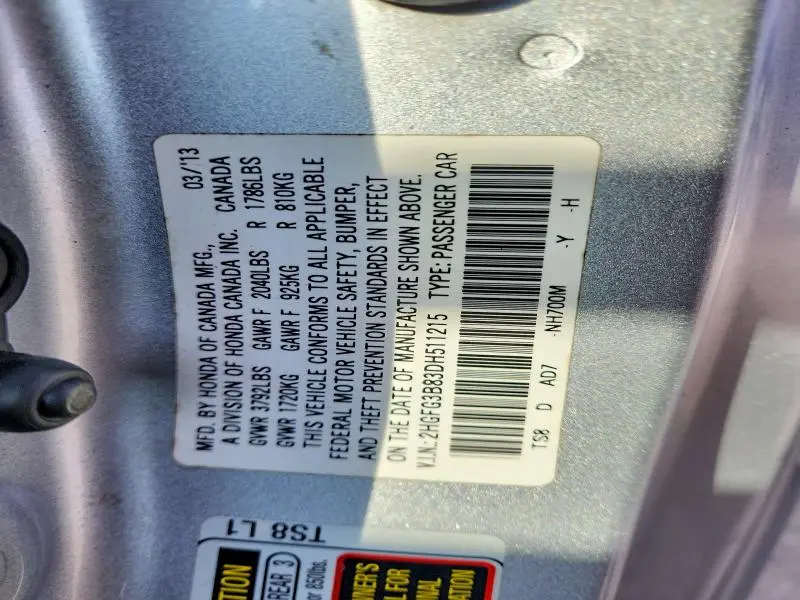 2013 HONDA CIVIC EX  
