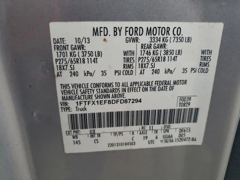 2013 FORD F150 SUPER CAB  