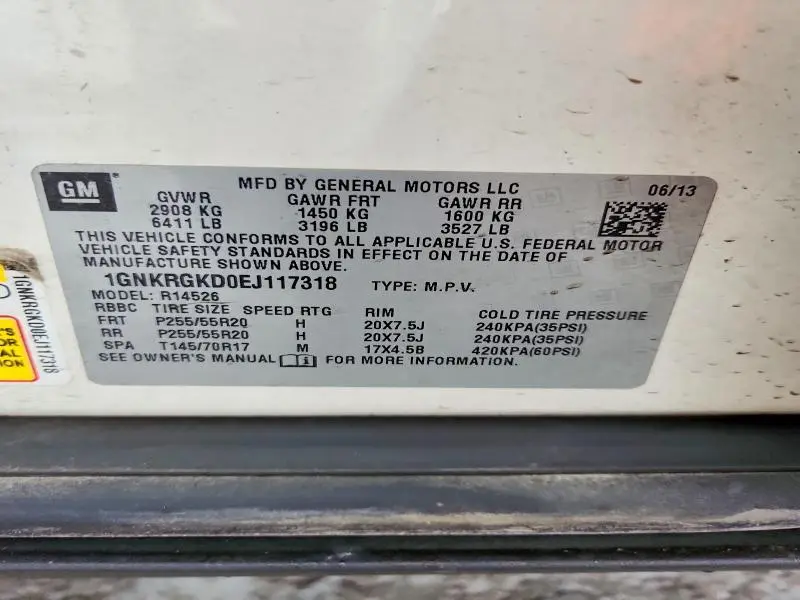 2014 CHEVROLET TRAVERSE LT  