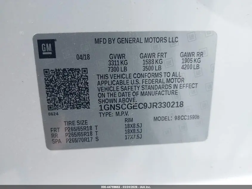 2018 CHEVROLET SUBURBAN LS