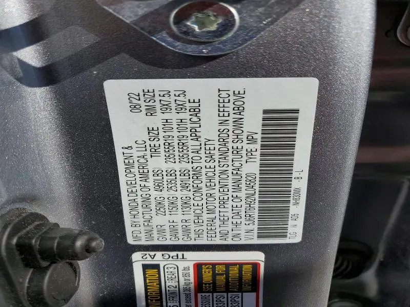 2022 HONDA CR-V TOURING  