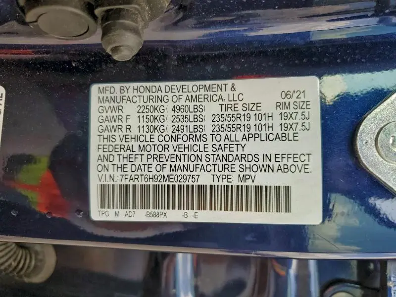 2021 HONDA CR-V TOURING  