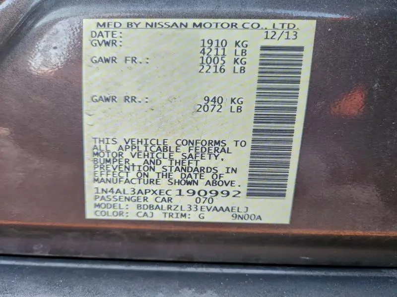 2014 NISSAN ALTIMA 2.5  