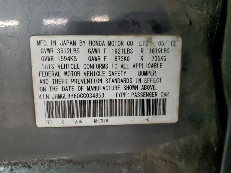 2012 HONDA FIT SPORT  