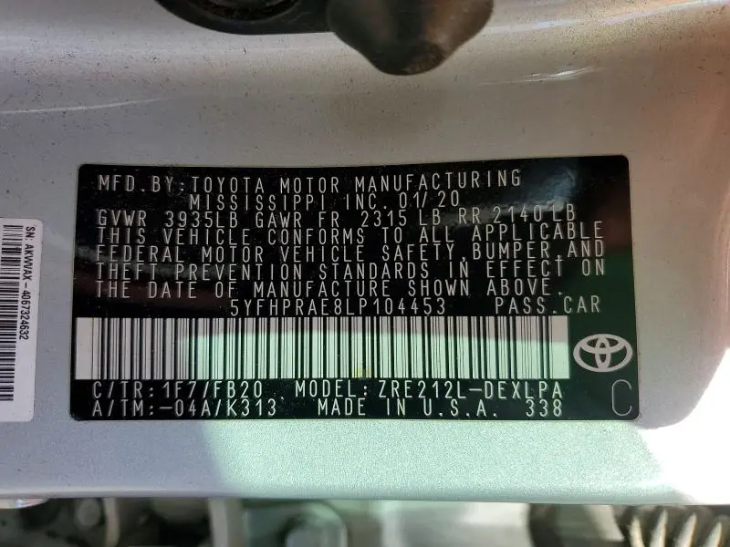 2020 TOYOTA COROLLA LE  