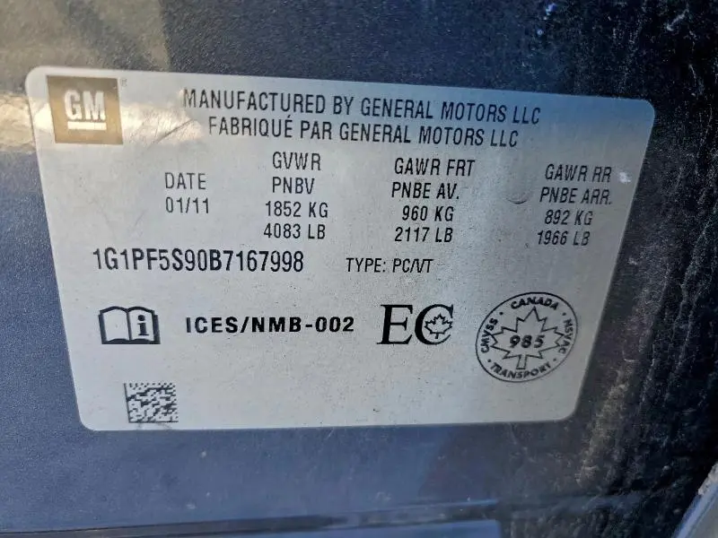 2011 CHEVROLET CRUZE LT  