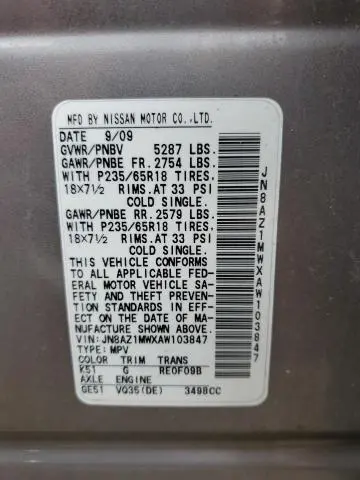 2010 NISSAN MURANO S  