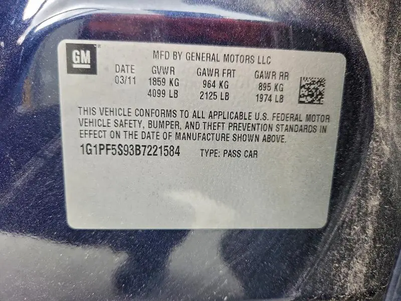 2011 CHEVROLET CRUZE LT  