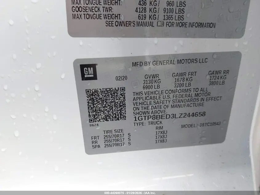 2020 GMC SIERRA 1500 2WD  SHORT BOX SLE